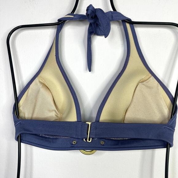 Victorias Secret 2009 Y2K Gold Chain Halter Bikini Swimsuit Swim Purple womens M - Picture 7 of 12